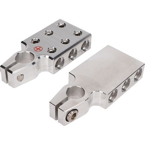 Conector de terminal de batería de aleación de zinc de alta resistencia (paquete de 2), 6 soportes de montaje y 6 terminales roscados, para caravana, autocaravana y vehículo utilitario. (1/5)