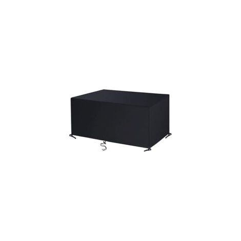 LAN S-giant Housse Salon de Jardin 420D Oxford Tissu pour Mobilier Housse de Table Imperméable Bâche de Protection avec Corde et Boucle Verrouillage Noir-200x140x90CM (1/5)