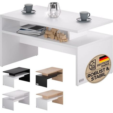 Table Basse de Salon avec 2 Niveaux, blanc 92 X 50 X 47 cm (1/5)
