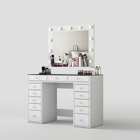 Toilette mit beleuchtetem Spiegel und Schubladen Alven (1/5)