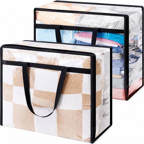 Sacs de rangement transparents pour couettes, grande capacité, en PVC imperméable, pour déménagement en résidence étudiante, 40 L (75 L) x 2 pièces (1/5)