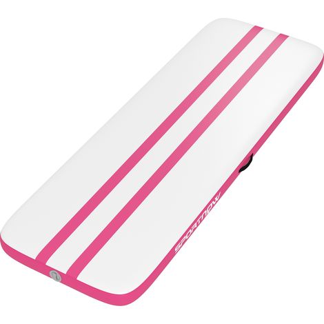 Tappetino Gonfiabile Ginnastica 305x102x10 cm con Pompa Elettrica e Borsa Trasporto in PVC Rosa (1/5)