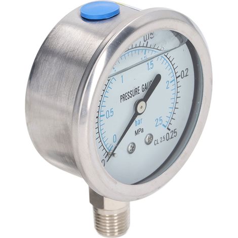 Manomètre à vide antichoc radial boîtier inox industriel domestique 1/4 NPT 00,25 MPa (1/5)