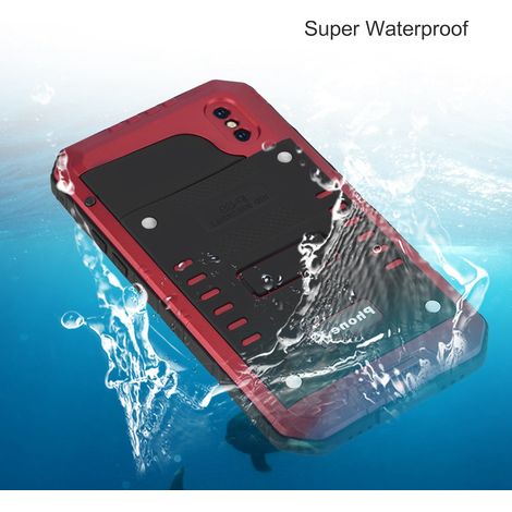 Étui élégant en alliage de zinc et silicone étanche IP68 pour iPhone X (rouge) (1/5)