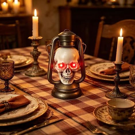 Lanterne crâne d'Halloween en forme de cheval, lampe lumineuse effrayante avec poignée, accessoire de décoration et jouet rigolo pour fêtes (1) (1/3)