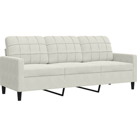 Divano a 3 Posti Sofa Crema 180 cm in Velluto (1/5)