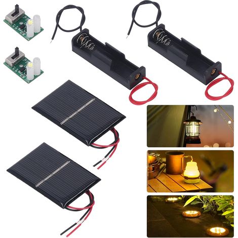 Panneau Solaire, Ensemble 2 Panneaux Commande Lumière Solaire 1.2V avec Contrôleur Charge pour Éclairage Pelouse Extérieur Jardin (1/5)