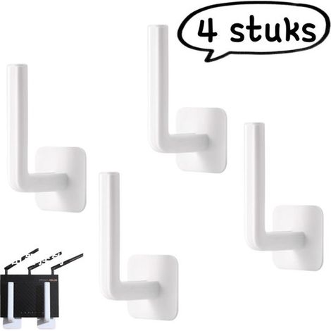 4-delige plank - WiFi-opslagrek, router, organizerstandaard - wandgemonteerde stekkerdoos, bevestigingsstok, niet-tracking, multifunctionele haak zonder boren - wit (1/5)