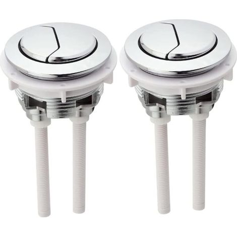 Bouton Poussoir WC, 2 PCS 48mm, Double Chasse, Réservoir, Boutons, Accessoires de Pompage, Argent, ABS, Acier Inoxydable, Vanne Globe, Plastique, 50 mm, NPT, 49mm (1/4)