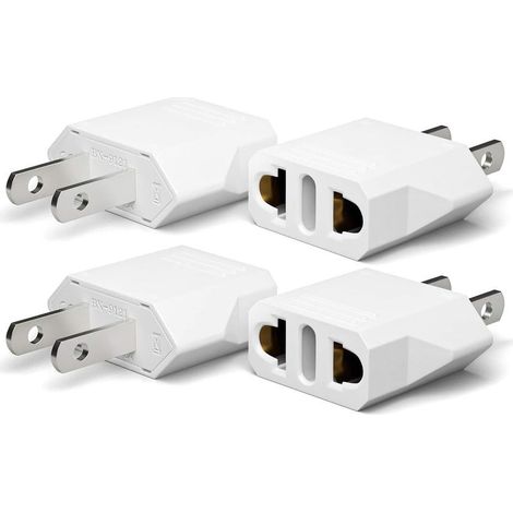 4 Pièces Adaptateur Prise USA de Voyage, France vers US Adapter, Adaptateur USA Prise Allemagne Prise Europe Amérique/Canada/Mexique/Italie/Suisse/Brésil-Blanc (1/5)