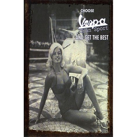 Petite Plaque métal de collection Vespa Pin-up