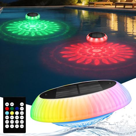 Éclairage de piscine solaire subaquatique Toowell, lampe LED étanche avec télécommande, RGB, minuterie, 6 couleurs, 12 modes, éclairage flottant pour piscine, jacuzzi, spa, bassin et jardin, 1 pièce (1/5)