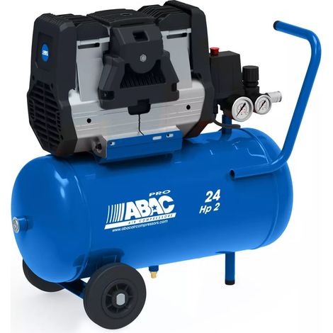 Abac – Compresseur silencieux 24L – Débit d’air 180L/min – Pression 8 bars – Moteur à induction pour usage intensif (1/2)