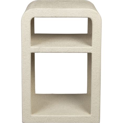 Table de chevet 2 niches finition marbre recyclé – Ecru – Design contemporain – Dimensions 60x30x40 cm – Dutchbone (1/5)