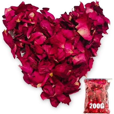 Petales De Rose Seches - 200 G - 100% Naturels Et Biodégradables - Pour Mariages Fêtes Et Décorations - Lot De 1