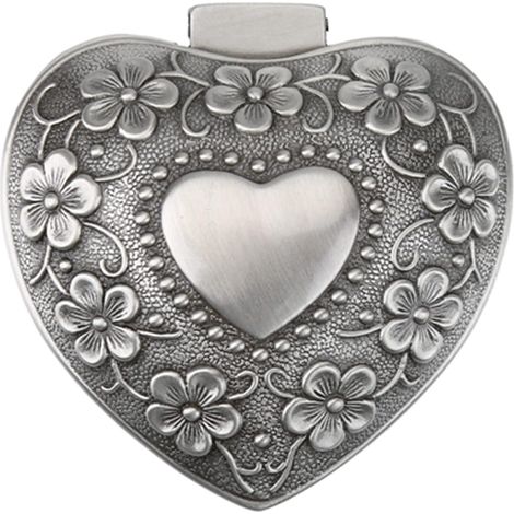 Vintage Heart-Shaped Jewelry in Carved Metal, Antique Flower Necklace and Earring Storage Organizer, Heart-Shaped Carved Metal Flower Jewelry for Women, Trinket Case (1/5)