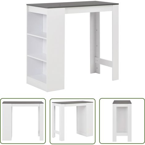 The Living Store Bartisch mit Regal Weiß 110x50x103 cm - Esstisch - Bartisch - Wohnzimmertisch - Hochstuhl - Kücheninsel (1/5)