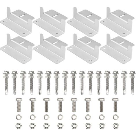 Kit de 8 supports montage pour panneaux solaires en alliage (1/5)