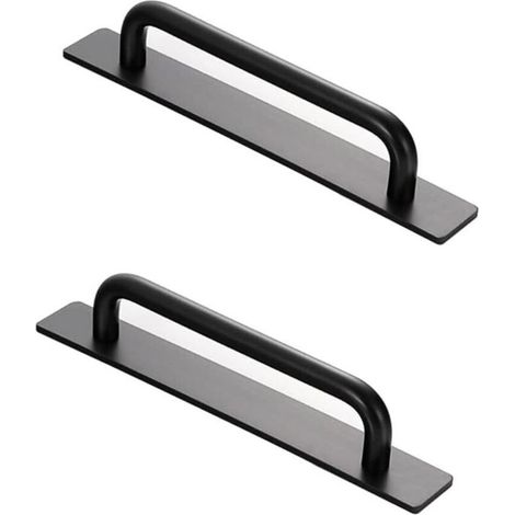 2-teilige selbstklebende Tür- und Fenstergriffe, Sofort-Türgriffe, selbstklebende Aluminiumgriffe, Möbelgriffe (Schwarz)