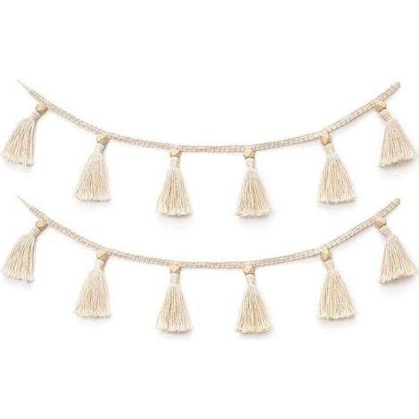 Pompons tissés à la main avec perles en bois, paniers décoratifs pour la décoration intérieure de la maison (1/5)