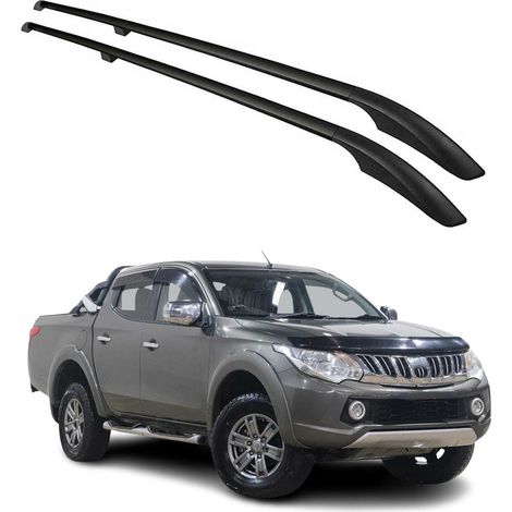 Barres de Toit longitudinales pour Mitsubishi L200 2015-2019 Alu Noir 2X (1/5)