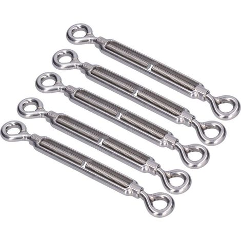 Lot de 5 tendeurs à œillet pour câbles métalliques, en acier inoxydable 304, pour voile d'ombrage M6 (1/5)