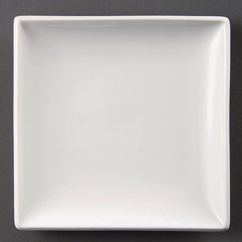 Assiettes Carrées en Porcelaine Blanche 295mm Empilable et Résistant au Lave Vaisselle Paquet de 6 (1/4)