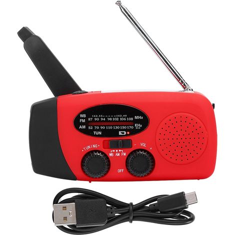 Filiyano – lampe LED – Radio solaire à manivelle avec lampe LED, générateur de secours, radio portable avec amplificateur intégré (1/5)