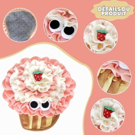 Tapis de recherche pour chien, tapis de fouille, tapis à creuser pour chat motif gâteau aux fraises, tapis de fouille antidérapant et pliable pour l'entraînement cognitif. (1/3)