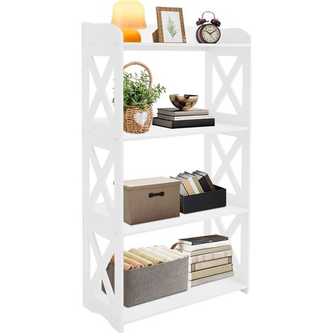 4-stöckiges Bücherregal, PVC-Bücherregal, Bücherregal für Schlafzimmer und Wohnzimmer