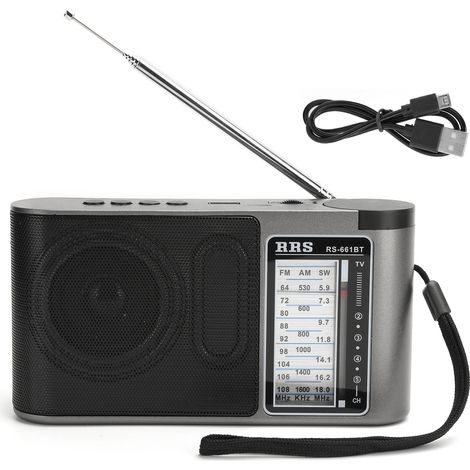 Récepteur Radio Portable Bluetooth 4.0 avec Antenne Télescopique - Réglage Manuel Multi-Bandes (1/5)