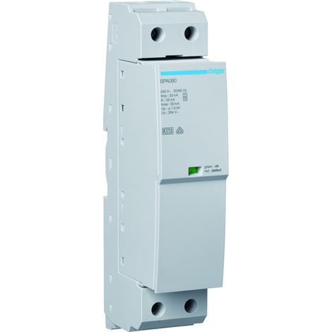 Parafoudre T1+T2 1P 25kA contact+fusible - HAGER SPA180