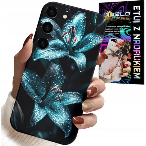 Custodia per Samsung Galaxy S23 - motivo gigli turchesi + vetro (1/5)