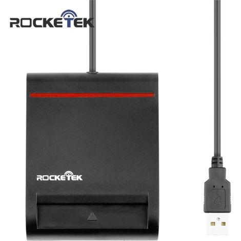 Rocketek DOD Militär-CAC-USB-Smartcard-Lesegerät mit SIM-Kartenadapter und LED-Anzeige, kompatibel mit Windows 10/8/7/XP/Vista Server 2003/2008 (1/5)