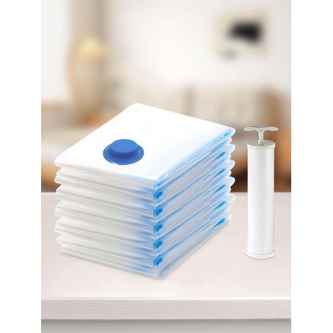 Ortviai Lot de 5 sacs de rangement sous vide à compression pour économiser de l'espace avec pompe à main pour vêtements de voyage, transparent, très grande taille, 100,1 x 70,1 cm (L x l) (1/4)