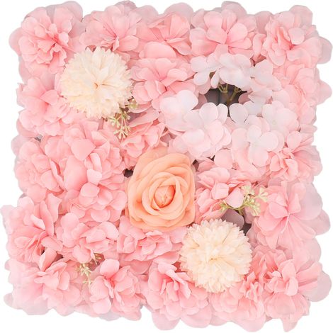 Wandpaneele aus künstlichen Rosenseidenblumen, Hochzeitsdekoration, Bühnenhintergrund, 38 x 38 cm, Rosa (1/5)