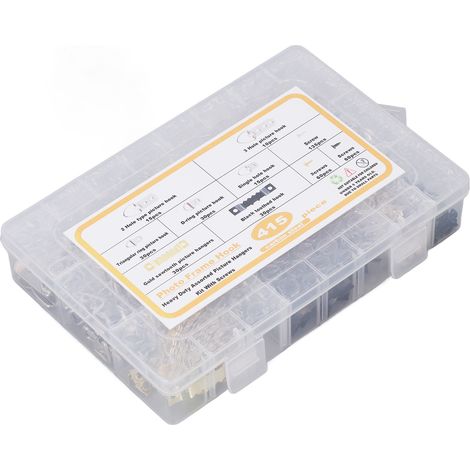Kit de fixation pour tableaux, crochets robustes assortis avec vis, boîte transparente, 7 modèles (1/5)
