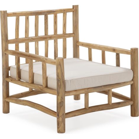 Sessel 80X80X85 Naturholz mit Kissen (1/4)