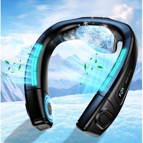 Tragbarer Nackenventilator mit Eiskühlplatte,leise mobile Klimaanlage,6000 mAh Akku,wiederaufladbar per USB,360°-Rückwärtskühlung (1/5)