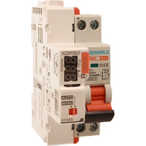 MCB Interruttore Magnetotermico Con Riarmo Automatico, Curva B 1P+N 2M 6000A AC 230V PN8H, 3 Tentativi (10s/60s/300s), Corrente Disponibili 6A 10A 16A 20A 25A 32A (16A)