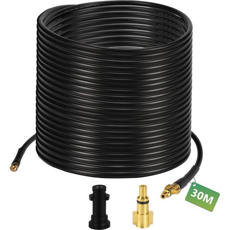 Wolketon Manguera desatascadora 30m 180Bar PVC con boquilla fija de cobre y M22 (1/5)