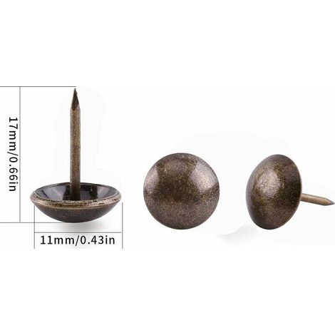 FOREHILL 500 Pièces Clous de Tapissier, Robuste 17X11 MM Bronze Clous Tapissier Décoratifs Clou Rétro DIY Clous d'Ameublement pour Meubles Canapés Fauteuils Lits Chaises Vintage Decoratif