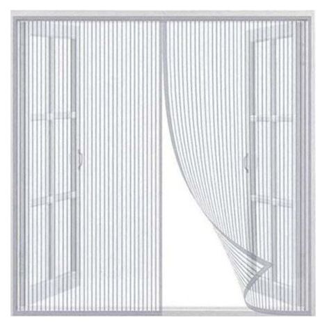 Rideaux, rideau magnétique auto-obturant, porte en maille épaissie, porte moustiquaire anti-moustique, avec aimant, adapté aux animaux et aux enfants, taille 120120 cm blanc (1/5)