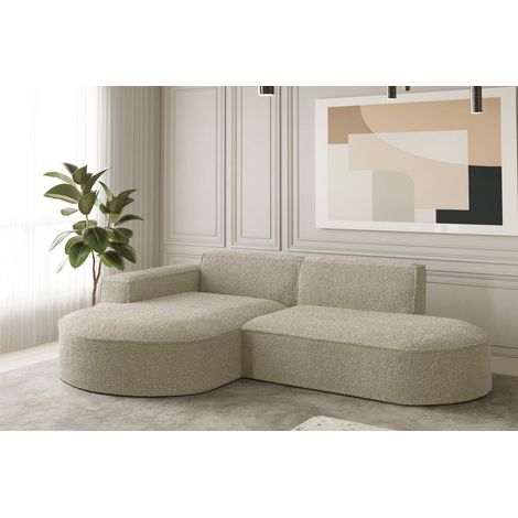 Ecksofa Designersofa PALMA XS in Stoff Ascot Champagne Ottomane Links (1/2)