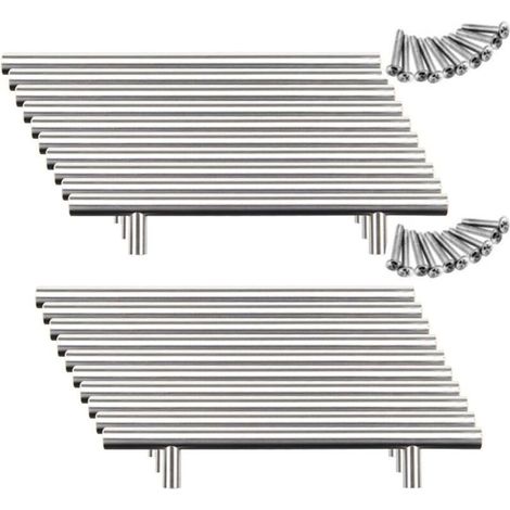 20pcs Poignée Bâton De Porte Cuisine Meuble Placard Inoxydable (128mm (Entraxe de Trous)) (1/4)