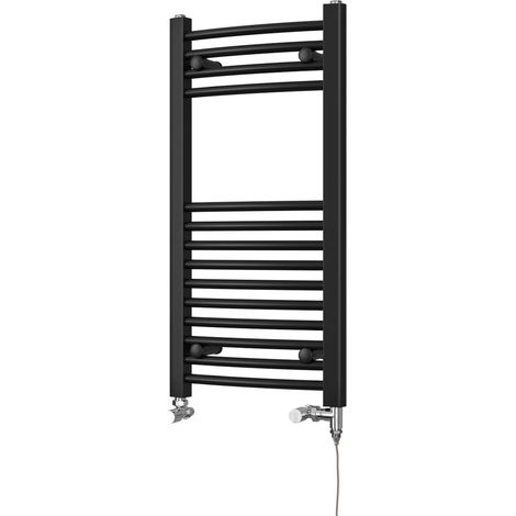 Zennor - Black Dual Fuel Towel Rail H800mm x W400mm Standard - Curved (1/3)