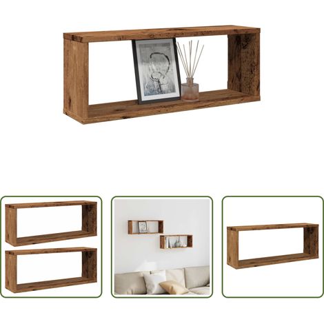 Holzwerkstoff Regal - Würfel-Wandregale 2 Stk. Altholz-Optik 60x15x23 Holzwerkstoff (1/5)