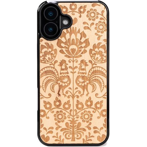 Custodia in legno Bewood per iPhone 16 Plus POLACCO FOLK ANIEGRE (1/5)