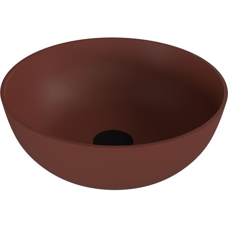 Vasque à poser BANERA ROND, marbre coulé, dia. 39cm, marron mat (1/4)