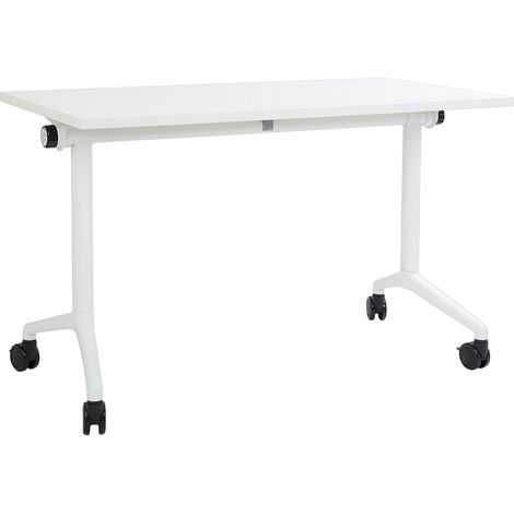 Foldable Office Desk CAVI White 120 cm 60 cm with Wheels